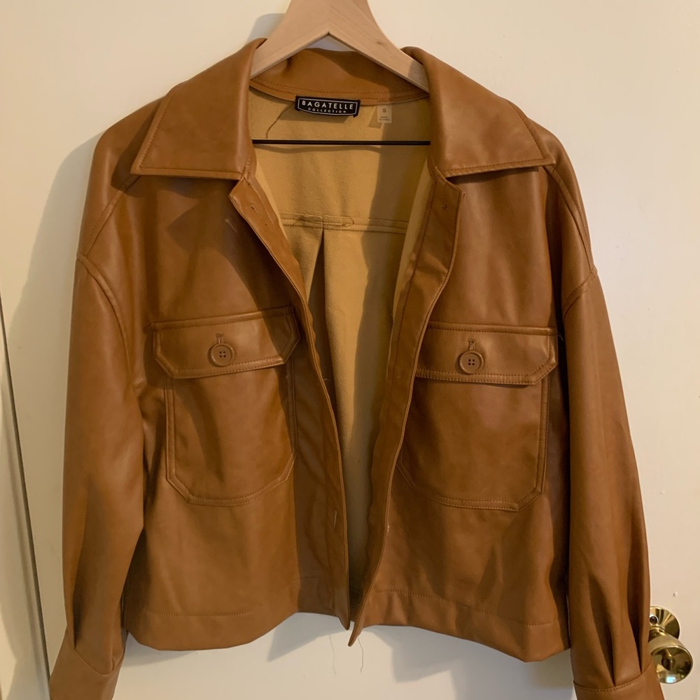 Bagatelle Button Down Vegan Leather Jacket